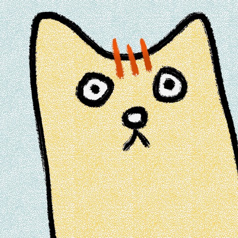 Schnelle digitale Zeichnung: Tigerkatze schaut bedröppelt drein.